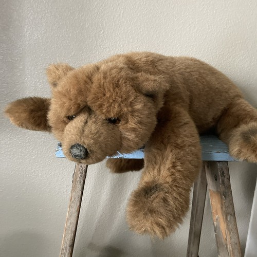 20" Applause Avanti Limited Edition  Brown Sleeping Bear Stuffed Plush 1986