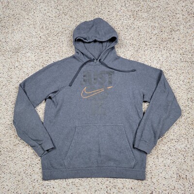 Nike Hoodie Women Medium Gray Spell Out Sweatshirt Sweater