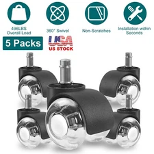 5Pcs Office Chair Wheels Polyurethane Rolling Caster Universal Floor Roll Caster