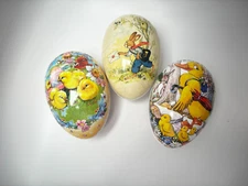 VTG German Paper Mache? Cardboard Eggs Lot Of 3 Nestler Echt Erzgebirge Decor