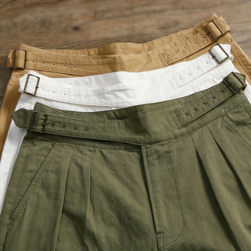 Retro British Mens Cotton Gurkha Pants Loose Casual Trousers Straight High  Waist | eBay