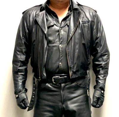 Berman's 1980's style Traditional Slant Zipper Biker Jacket Men