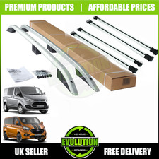 FITS FORD TRANSIT CUSTOM SWB 2013-22 SILVER ROOF RACK RAILS BARS + 4 CROSS BARS