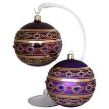 Weihnachtskugel lila glänzend / matt Ø 10cm Christborn® Glas Weihnachtsschmuck