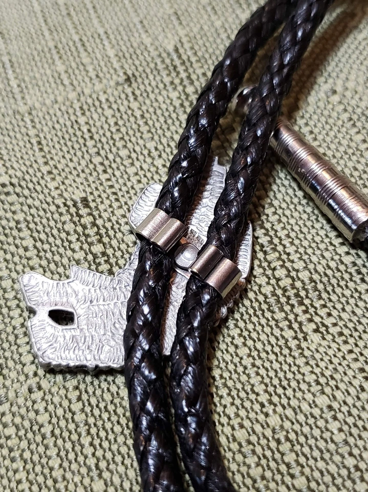 Corbata de cuello vintage Hopi Indian Dancer Bolo color plateado esmaltado, ropa occidental para hombre Foto 4 de 4