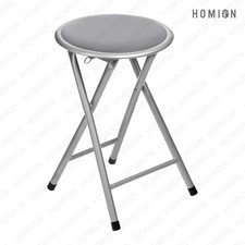 Folding Round Stool Metal Frame Soft Padded Portable Seat Space Saving Kitchen