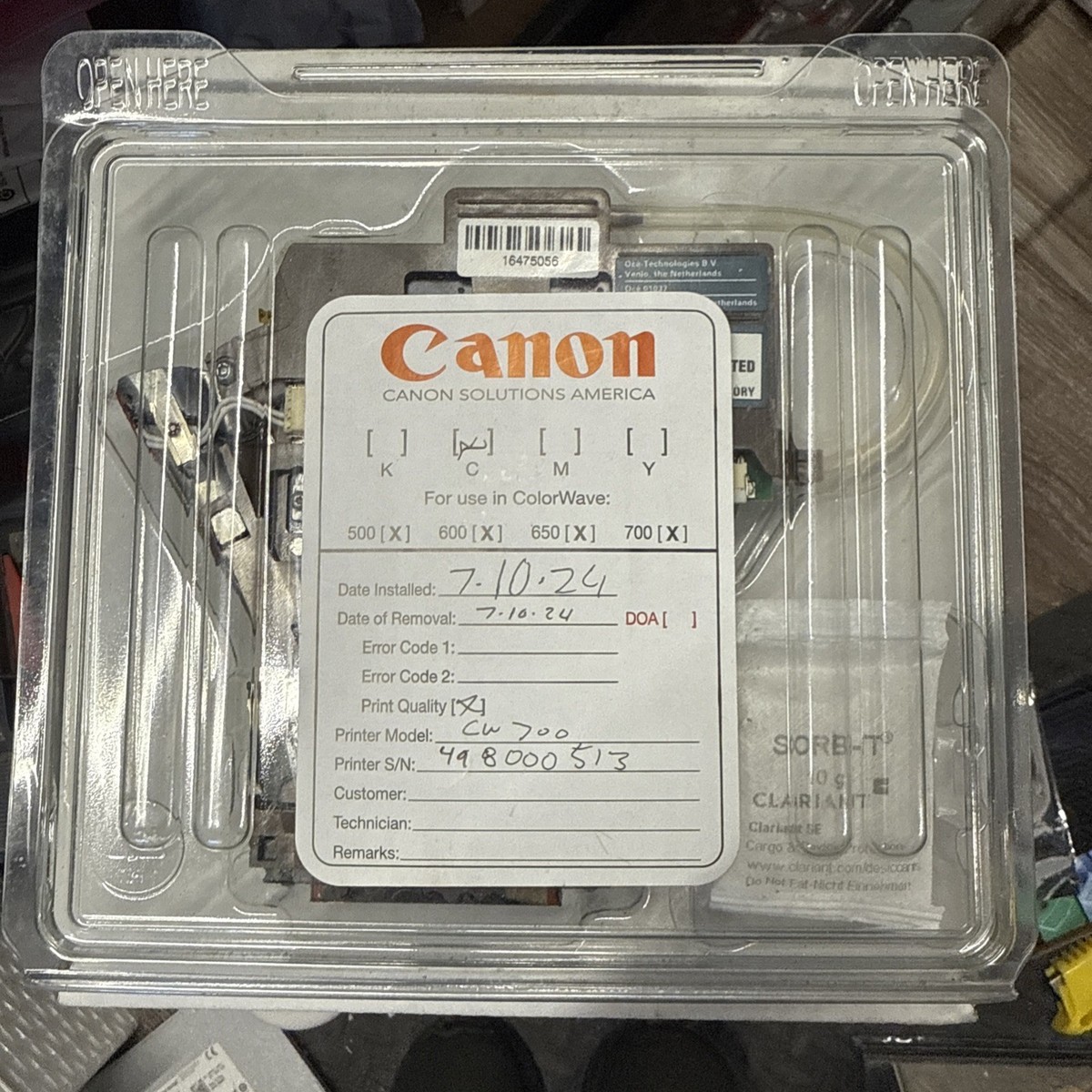 Oce/Canon ColorWave PCK image Device for CW650, CW500 & CW700 Cyan