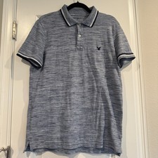 American Eagle Polo Shirt Mens Medium Blue Core Flex Classic Fit Short Sleeve