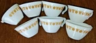 6 Vtg Corelle Butterfly Gold Glass Coffee / Tea Cups with Hook Handles + creamer