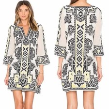 Alice + Olivia Lowell Embroidered Shift Mini Dress M Boho Chic