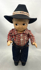 1950s Buddy Lee Cowboy Doll Lee Riders Denim Jeans 2 Felt Hats 13" Advertising