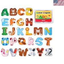 Fridge Magnets, Wooden Thick Alphabet Magnets, Toddlers Large Cute Animals
