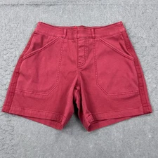 Spanx Stretch Twill Shorts 6" Women's Medium Red Dyed Beige Soft Stretch Denim