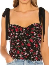 For Love And Lemons Floral Tainted Bustier Medium Black Red Risws
