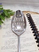 Vintage EKCO Chromium Plated Slotted Spoon with Black Plastic Handle ~ USA Made