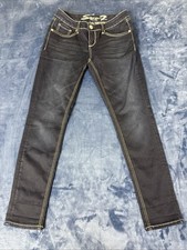 Seven 7 Jeans Womens 2 Blue Denim Skinny High Rise Dark Wash Rhinestone