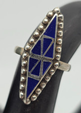Native American Lapis Lazuli Inlaid Sterling Silver Ring Size 5