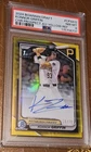 Konnor Griffin 2024 Bowman Draft Chrome Prospect Auto Yellow /75 PIT PSA 8