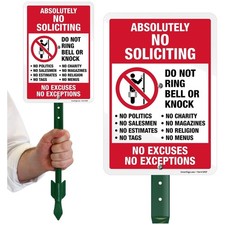 Protective Laminated No Soliciting Sign Kit