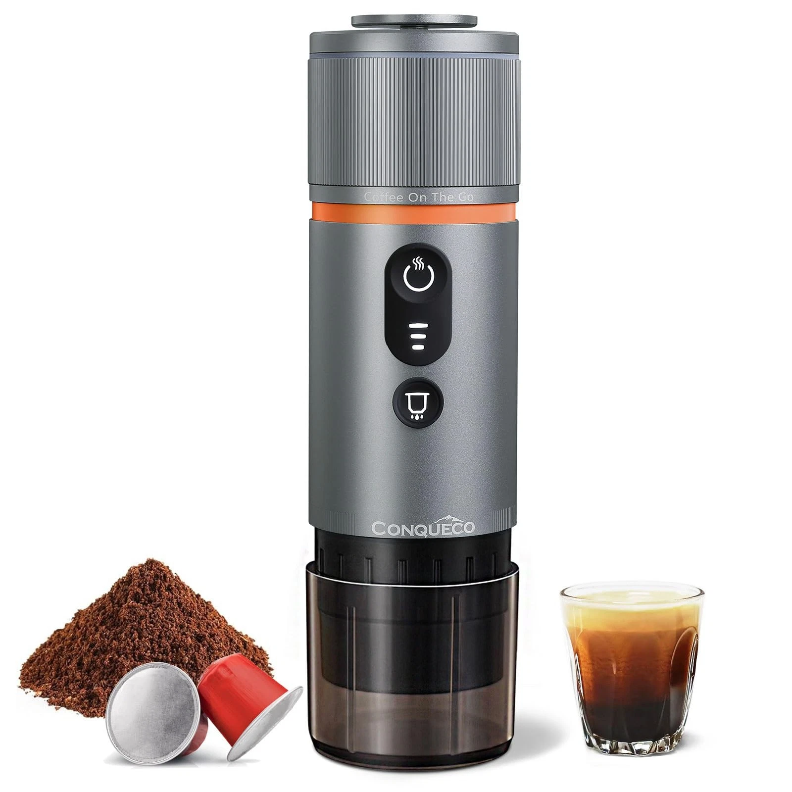 COCQUECO CONQUECO ESPRESSO MACHINE TRAVEL: 12V CAR COFFEE MAKER PMC020 - SILVER