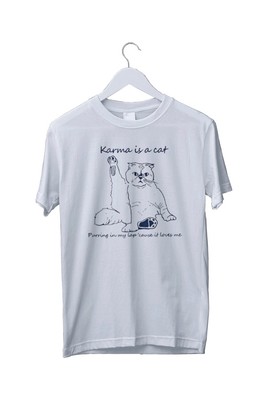 Karma Is A Cat Purring In My Lap Cause It Loves Me Katzenliebe T-Shirt alle Größen 