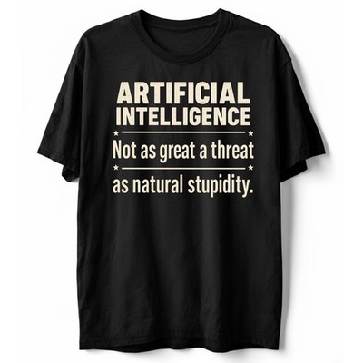Funny Artificial Intelligence Not As Great Threat As Natural Stupidity T-Shirt