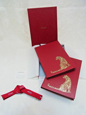 Cartier Panthere Note book Gold & Red VIP Gift 2pcs set with Box & Ribbon New