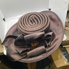 Ellie Fine Hat Women brown color with bow and plastic flower decoration  — photo 1