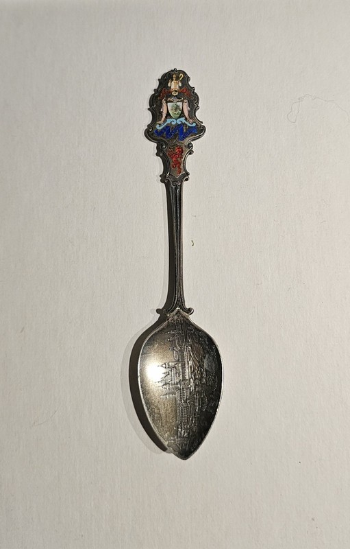 Antique Silver Enamel Souvenir Spoon Glasgow 1900