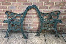 Vintage Cast Iron Garden Bench Ends Green Reclaimed Project Patio Furniture