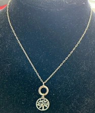 Alex and Ani Avacado Tree of life Necklace Silver tone