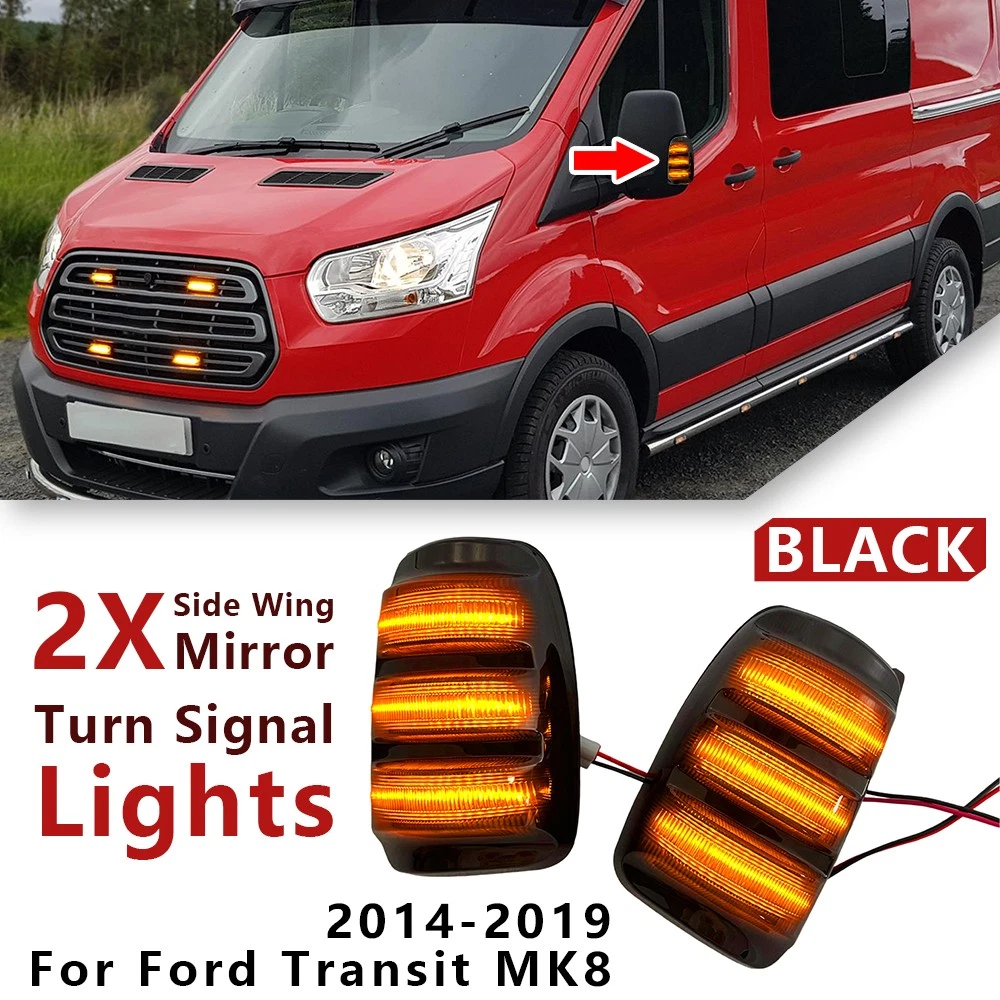 For FORD TRANSIT 150 250 350HD 2015-23 Smoke Side Mirror Turn Signal Light Pair
