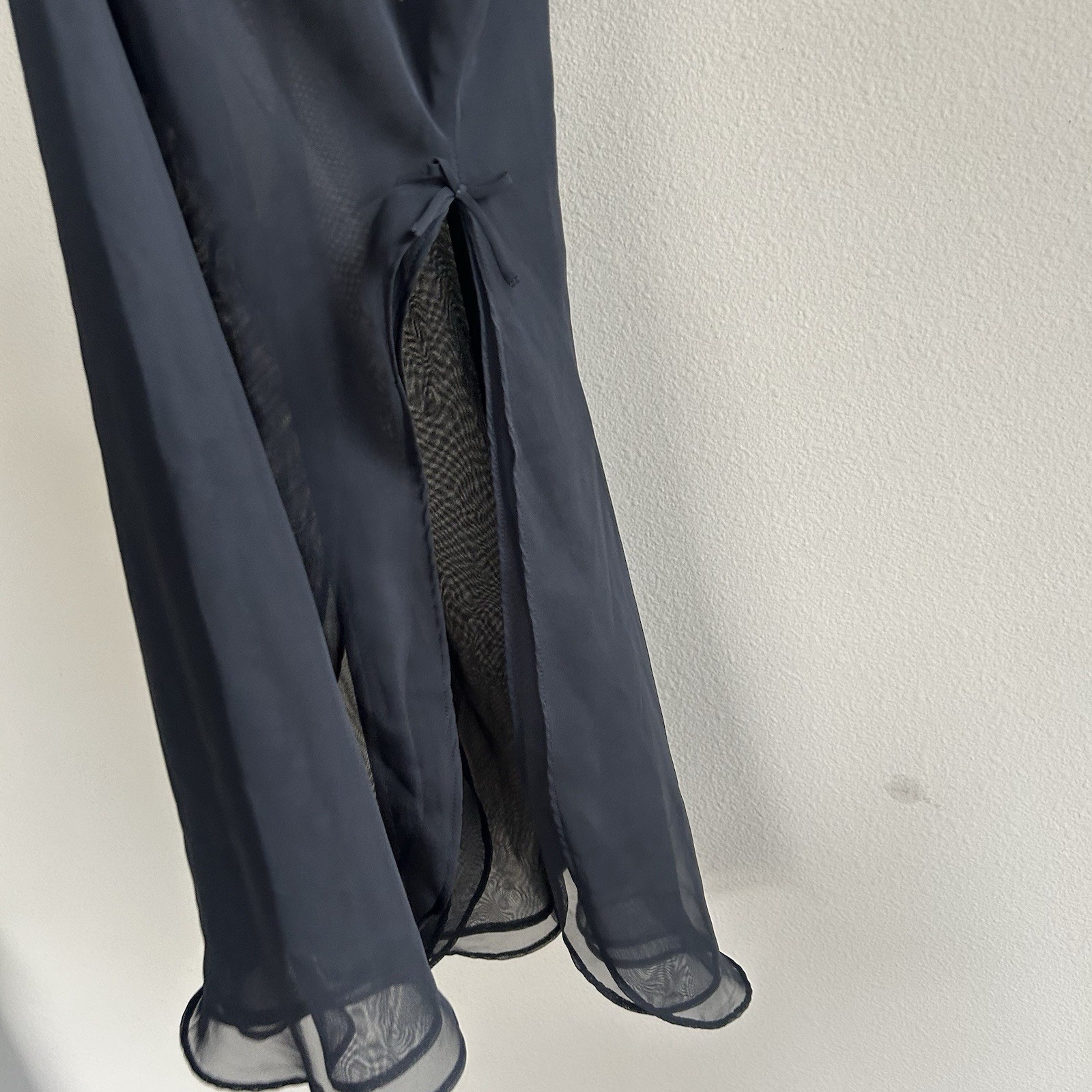 Fantasies by Morgan Taylor Black Sheer Feather Trim Lingerie Dress Size M