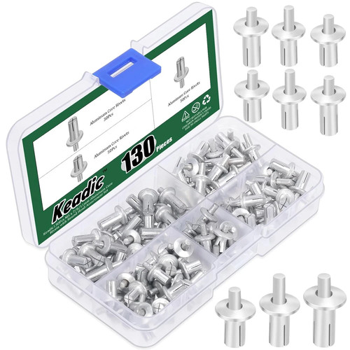 130Pcs Hammer Drive Rivets Aluminum Core Rivets with round Head ...