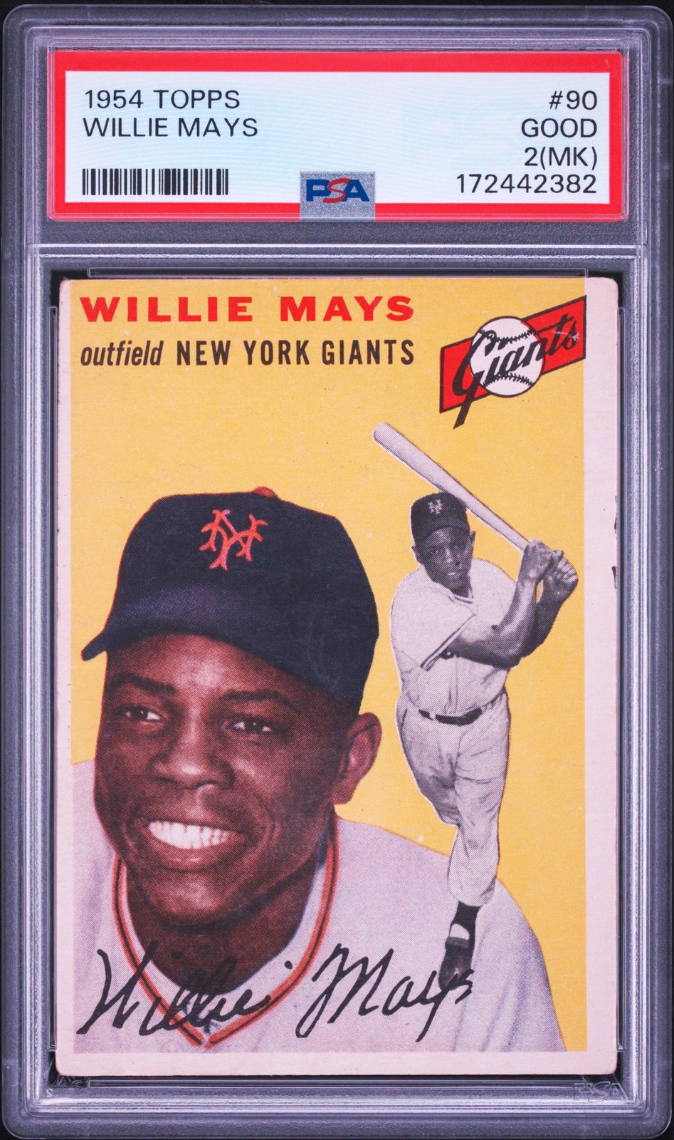 1954 TOPPS #90 WILLIE MAYS PSA 2 MK
