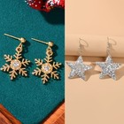 2 pairs Christmas Silver Sequin Star Acrylic Rhinestone Snowflake Dangle Earring