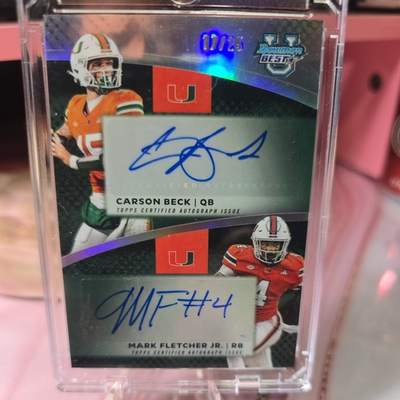 #ad 2025 Bowman U Best CARSON BECK amp; MARK FLETCHER JR Dual Auto 25 Miami Hurricanes $199.99