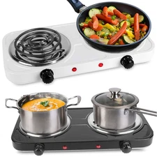 2000W Electric Hot Plate Double Burner Cooktop Stove Countertop RV Hotplate
