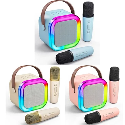 Kids Mini Karaoke Machine Portable Karaoke Speaker With 2 Wireless Microphones