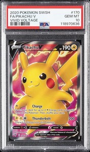 2020 POKEMON SWORD & SHIELD VIVID VOLTAGE #170 FULL ART/PIKACHU V PSA 10