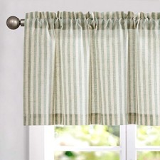 jinchan Valance Curtain Linen Textured Striped Window Curtain for Living Room Li
