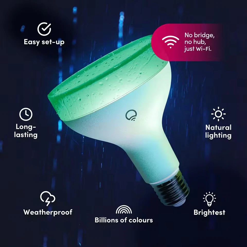 75-Watt Equivalent BR30 Multi-Color Smart Wifi E26 LED Light Bulb, Works W/Alexa - Image 2 of 4