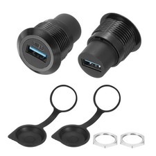 2Pcs USB 3.0 Panel Mount Coupler, USB Pass Through 5.0Gbps Black