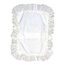 Vintage Eyelet Ruffle Pillow Sham 25"x17" Cotton  Polyester White Cottagecore