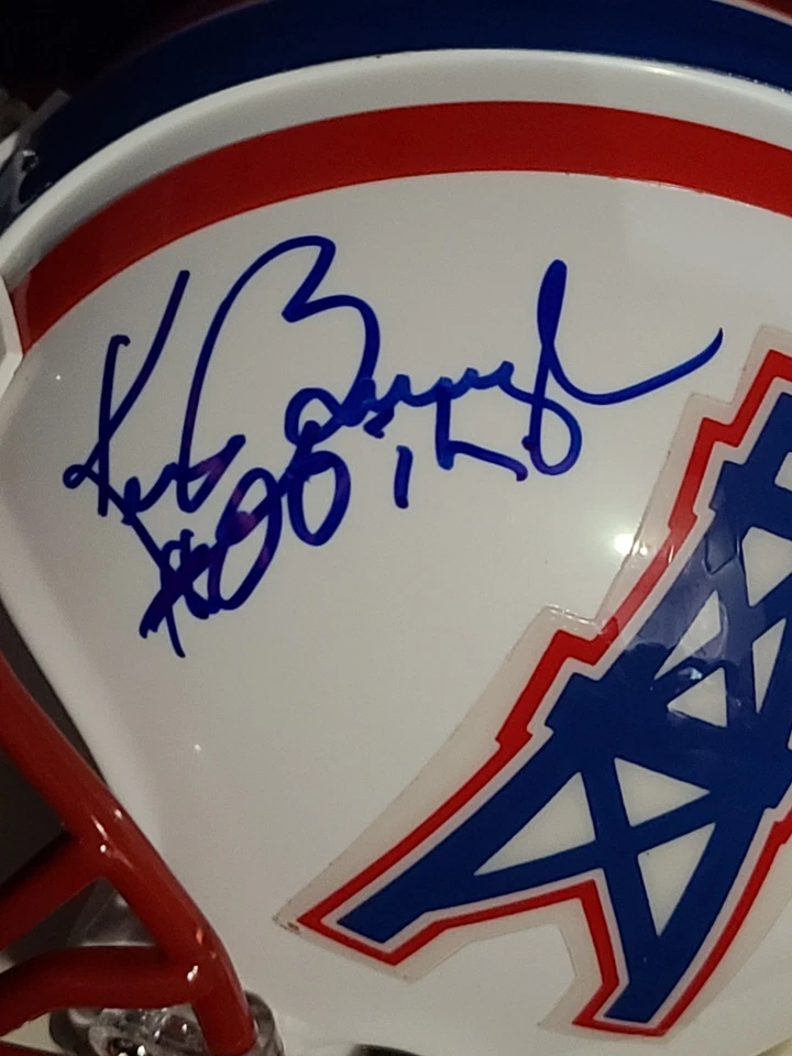 Mini capacete autografado Ken Burrough Houston Oilers com certificado de autenticidade - Imagem 2 de 3