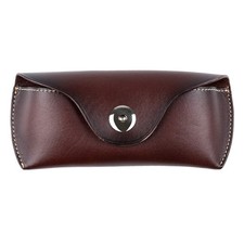 Unisex Semi Hard Genuine Leather Eyeglass Case With Belt Loop for Prescriptio...