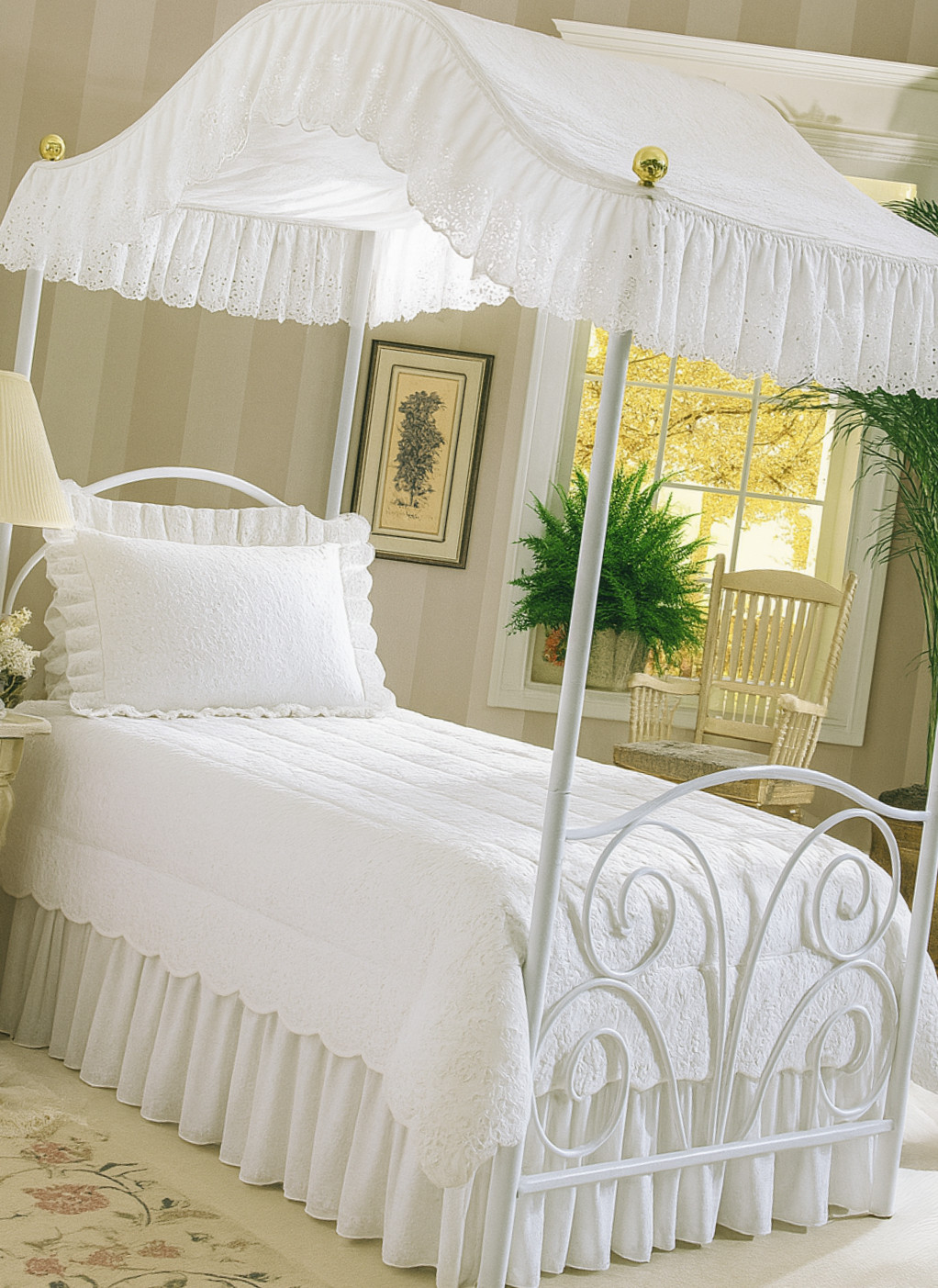 - Twin Size Fantasy Eyelet White - Perfect For Your Canopy Bed Frame