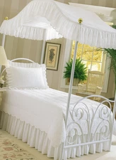 Bed Canopy - Twin Size Fantasy Eyelet White - Perfect For Your Canopy Bed frame