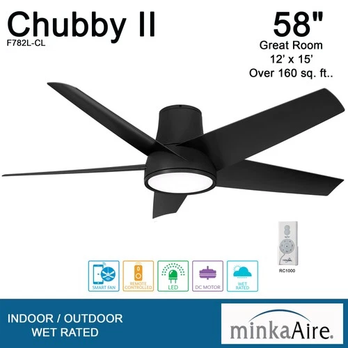 Minka Aire Chubby II 58"  - Coal 5-Blade Remote Control - Picture 4 of 5