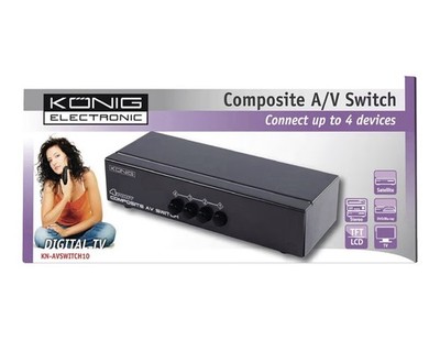König KN-AVSWITCH10 Composite Audio/Video Switch (4-Port) schwarz